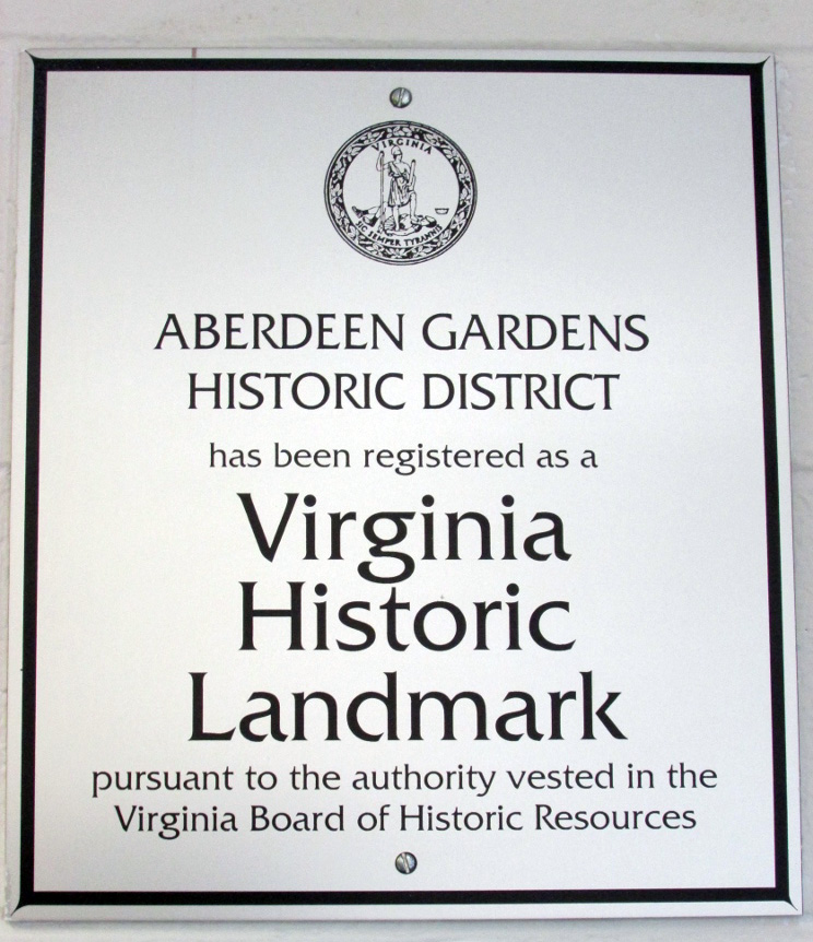 Aberdeen Gardens Virginia historic landmark sign