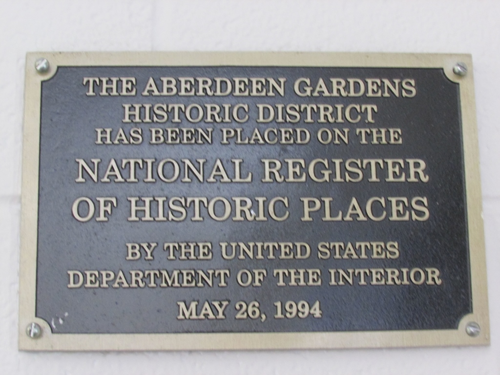 Aberdeen Gardens National Register marker